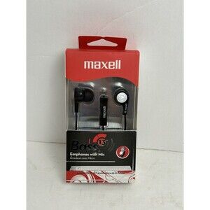 Maxell B-13 Bass Earbuds with Microphone Black 52" Cord 199621